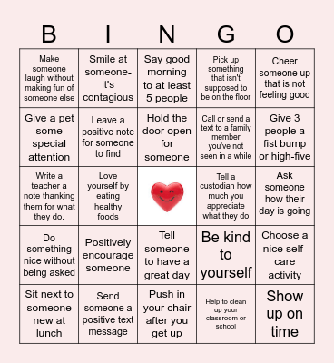 LOVE AND KINDNESS Bingo Card