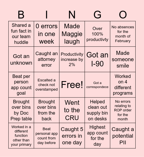 Untitled Bingo Card