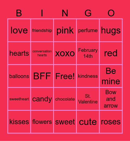 Valentine Bingo Card