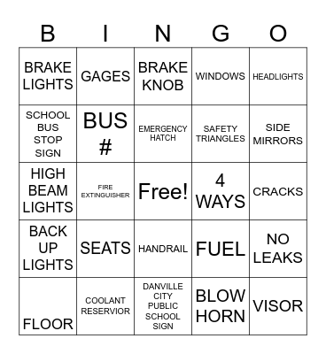 PRE-TRIP BINGO Card