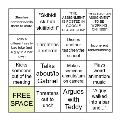 MR COLONNA Bingo Card