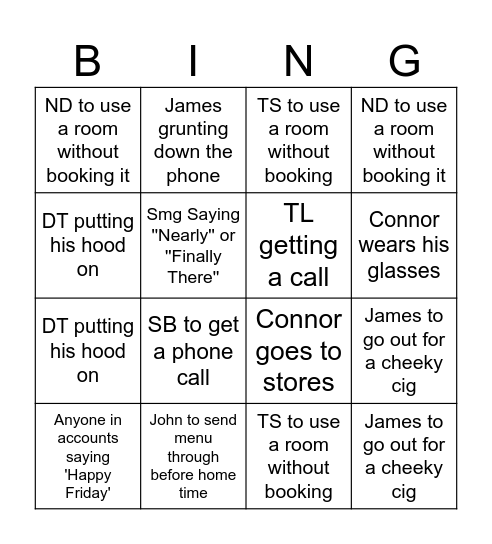 Receptions FriYAY Bingo! Bingo Card