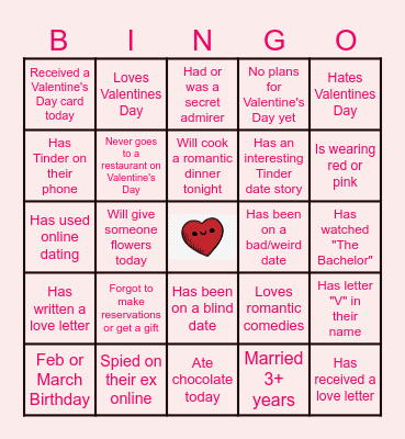 Virtual Valentine's Day Bingo <3 Bingo Card