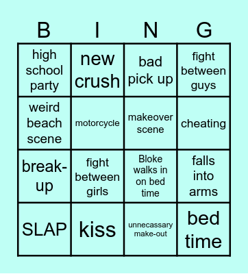 Kissing Booth Bingo Card