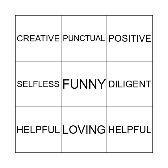 Let's be... Bingo Card