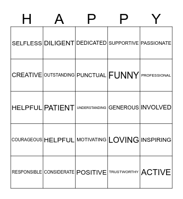 Let's be... Bingo Card