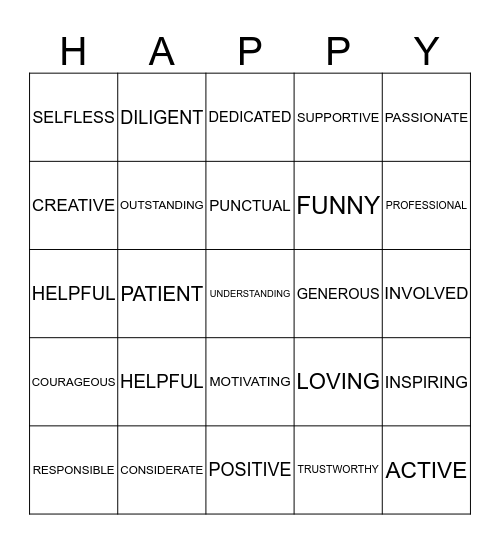 Let's be... Bingo Card