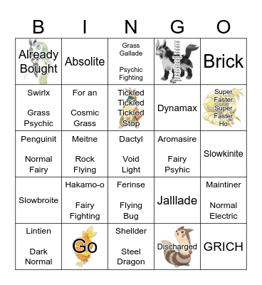 Pokemon Bingo Card