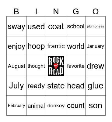 Level 2 Rock 'n Read Bingo Card