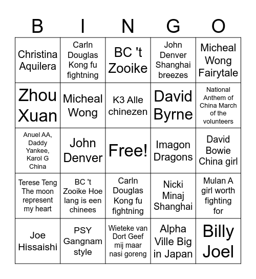 Ronde 1 Bingo Card