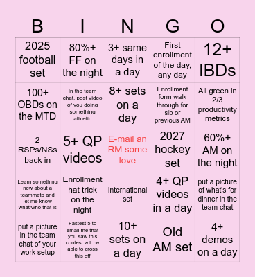 Valentines Day Bingo Card