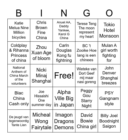 Ronde 1 Bingo Card