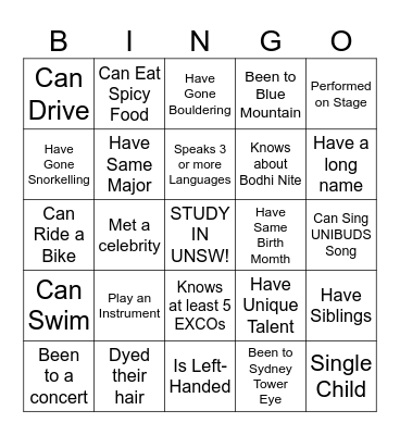 FIND SOMEONE WHO Bingo Card