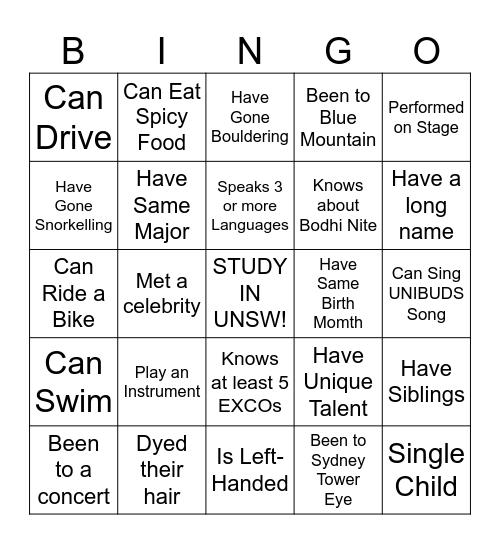 FIND SOMEONE WHO Bingo Card