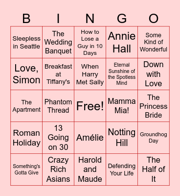 Fortinet Rom-Com Movies Bingo Card