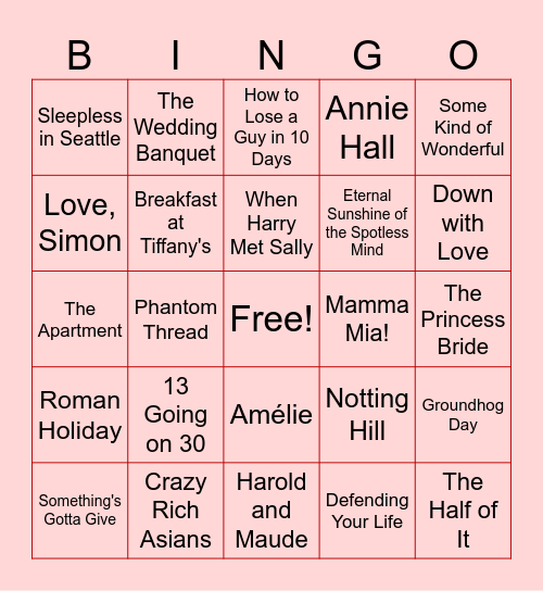 Fortinet Rom-Com Movies Bingo Card