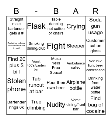 Bro-Farm Bingo Card