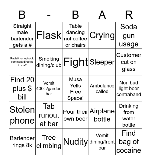 Bro-Farm Bingo Card