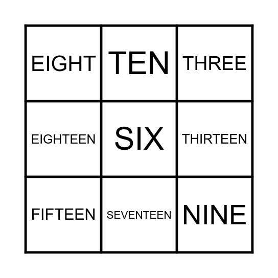 Bingo of Numbers Bingo Card