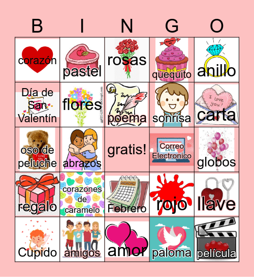 Día de San Valentín Bingo Card