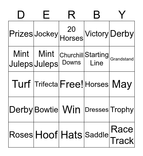 Kentucky Derby Bingo Card