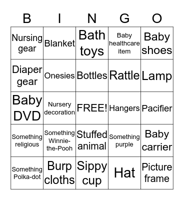 Baby Bingo! Bingo Card