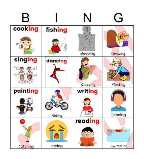 Present Progressive Bingo Card