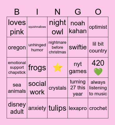 🤍emily🤍 Bingo Card