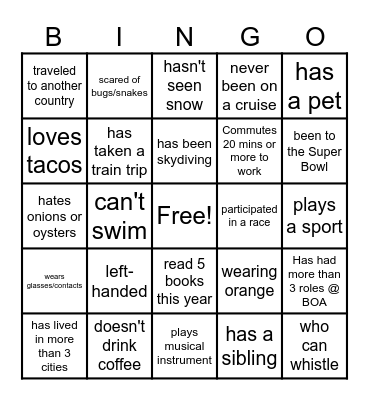 Team Engagement Bingo Card