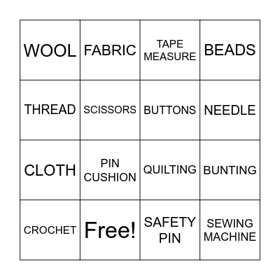 CRAFT Bingo Card