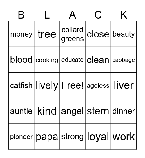 FAMILY SOUL SUNDAYS Bingo Card