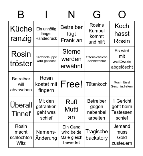 Zimpelmeiers Rosin Bingo Card