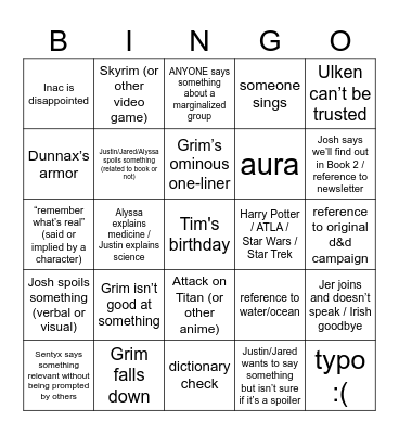 An Ocean of Others Ch 21 Bingo Card