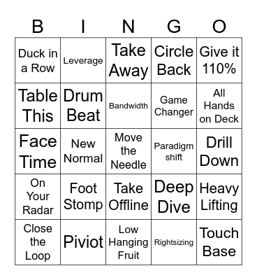 Corporate Lingo Bingo Card