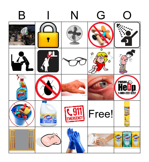 Household Chemical Safety Bingo Card