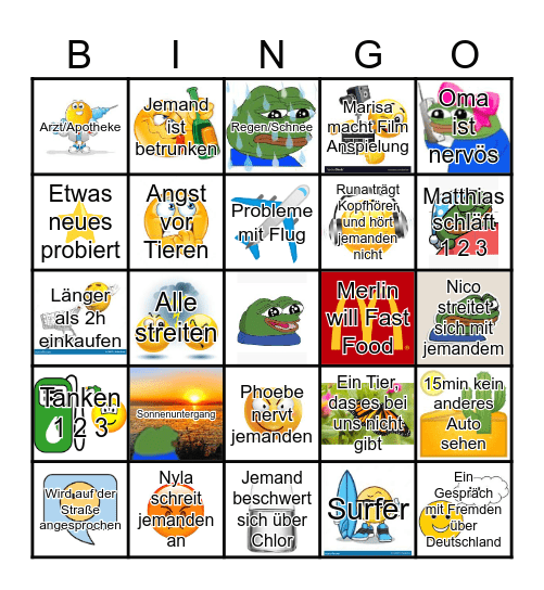 Road Trip Bingo Card