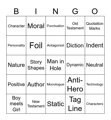 Narative Bingo Card