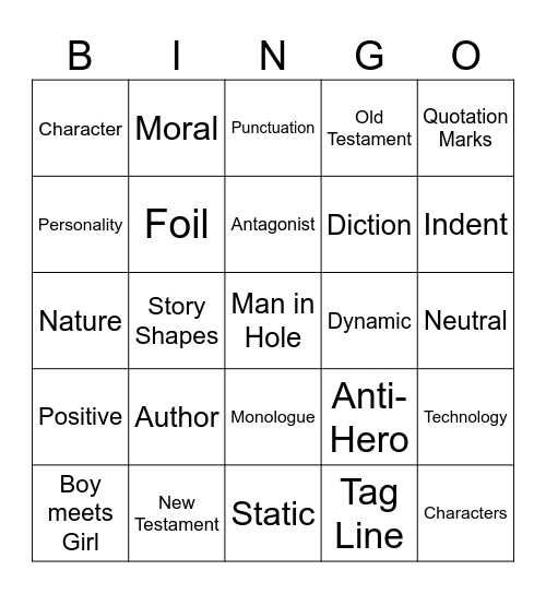 Narative Bingo Card