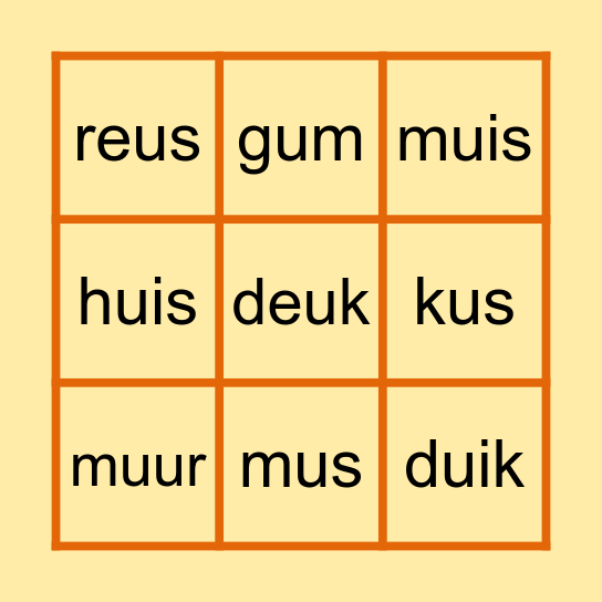 eu, ui, uu, u Bingo Card