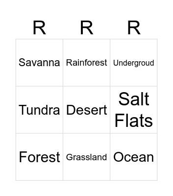 Region Bingo Card