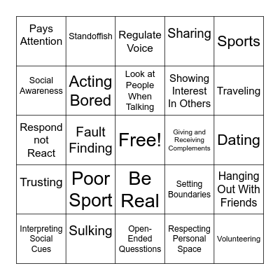 Social Bingo Card