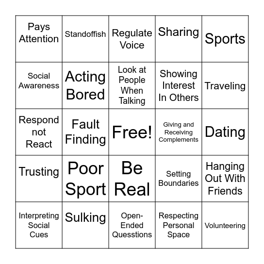 Social Bingo Card