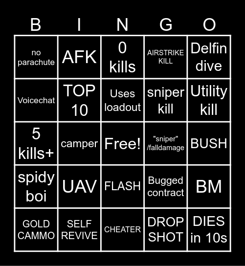 WARZONE Bingo Card