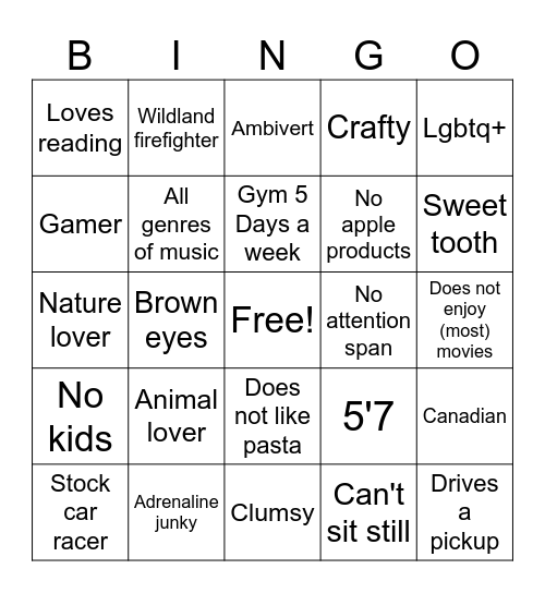 How alike are we? Bingo Card