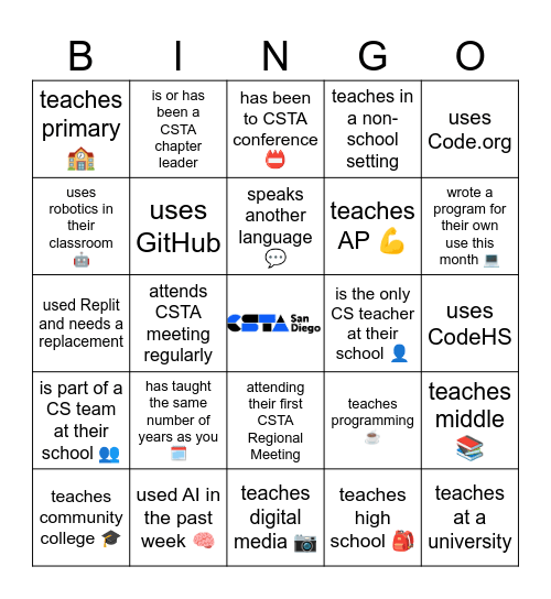 Bingo - Networking Bingo Card