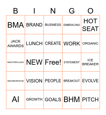 Kickoff Bingo Card