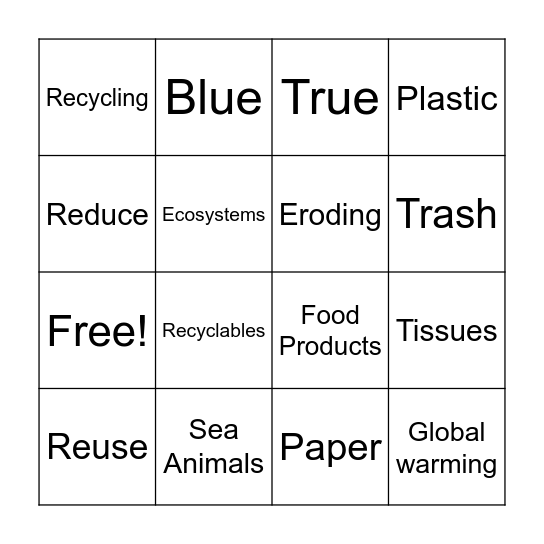 Recycling Bingo Card