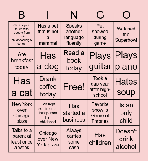 GPLM Team Bingo Card