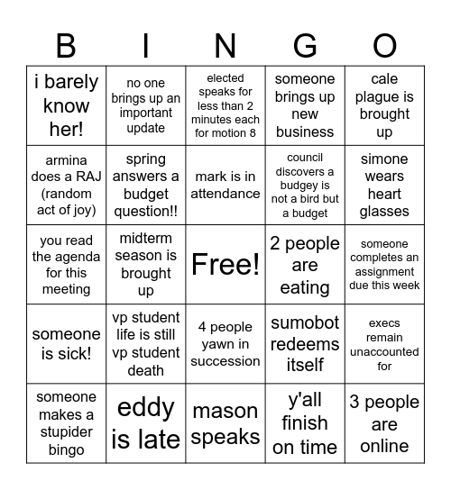 mes bingo Card