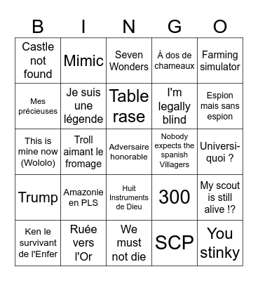 Age of Empires Bingo Card
